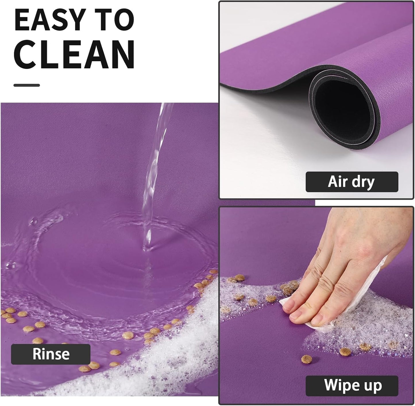 HotLive Dog Food Mat - Absorbent Cat Mat for Food and Water, No Stains Pet Feeding Bowl Mat, Easy to Clean Pet Placemats, Quick Dry Dog Water Dispenser Mat for Messy Drinkers | Paw Dark Grey 12"x 19"