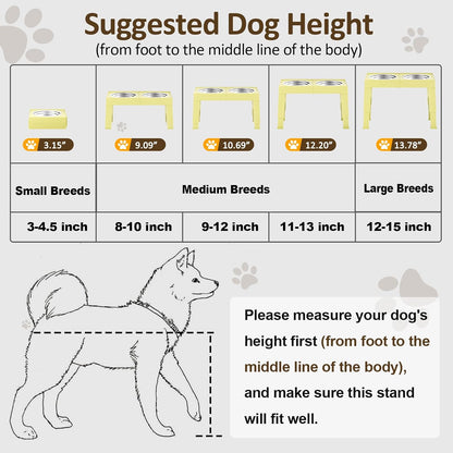 XIAZ Elevated Dog Bowls Large Breed Raised Dogs Bowl Stand Large/Medium Sized Dog Slow Feeder Dogs Bowls Food Water Stands 5 Heights Adjustable 9/11/12/14in Pet Feeder Dish Station