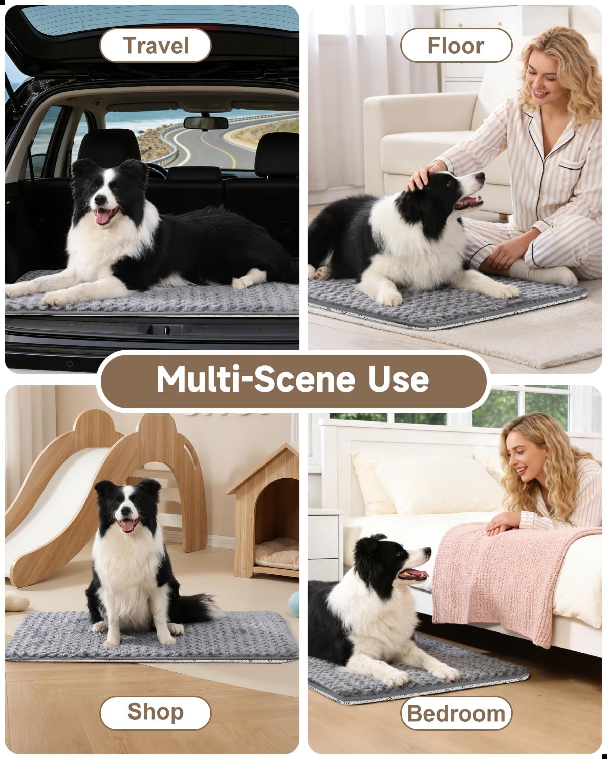 Dog Bed for Crate Pad High Resilience Foam Crate Pad Mat for Medium Large Dogs Washable Anti-Slip, Outdoor, 35" x 22",Dark Gray
