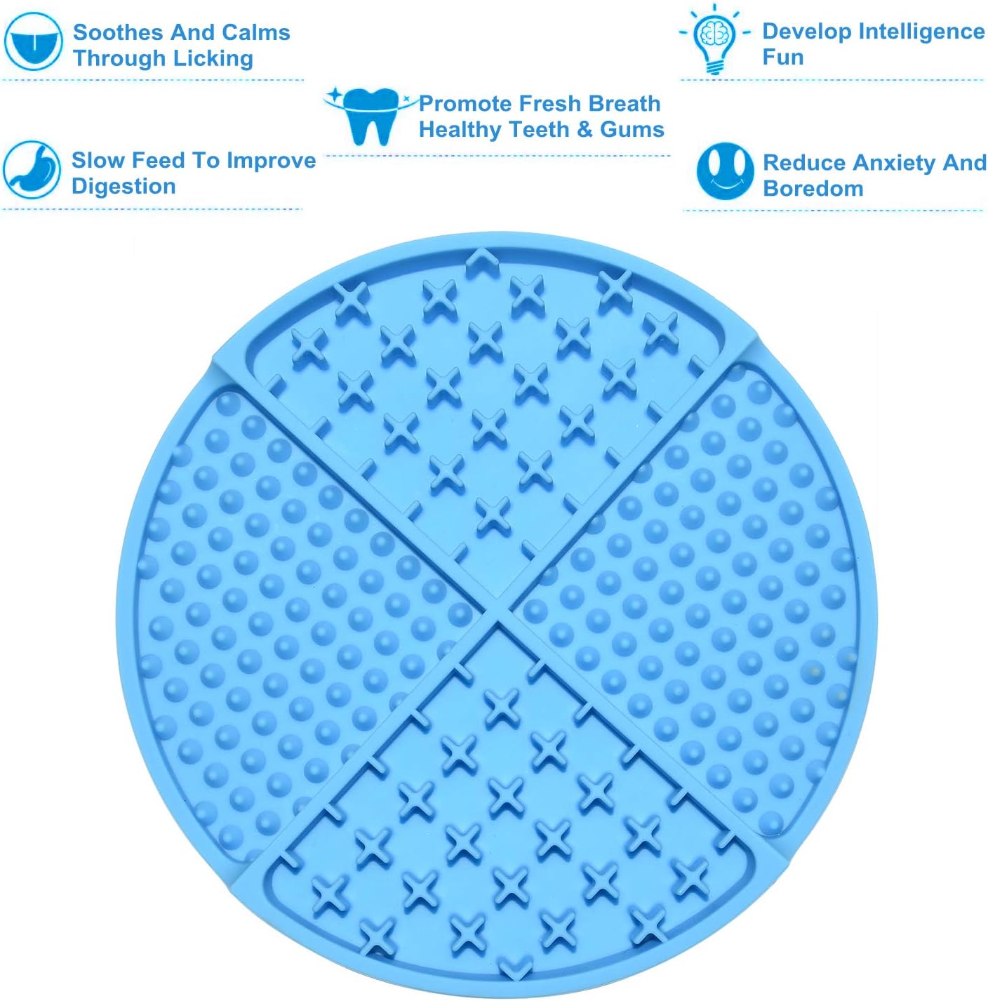 Bangp Silicone Dog & Cat Lick Mat and Slow Feeder,Extends Mealtime for Fast Eaters and Reduces Anxiety,Heavy-Duty Design,Dishwasher Safe,Perfect for Yogurt,Treats,Peanut Butter (Blue)