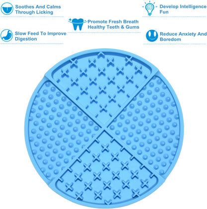 Bangp Silicone Dog & Cat Lick Mat and Slow Feeder,Extends Mealtime for Fast Eaters and Reduces Anxiety,Heavy-Duty Design,Dishwasher Safe,Perfect for Yogurt,Treats,Peanut Butter (Blue)