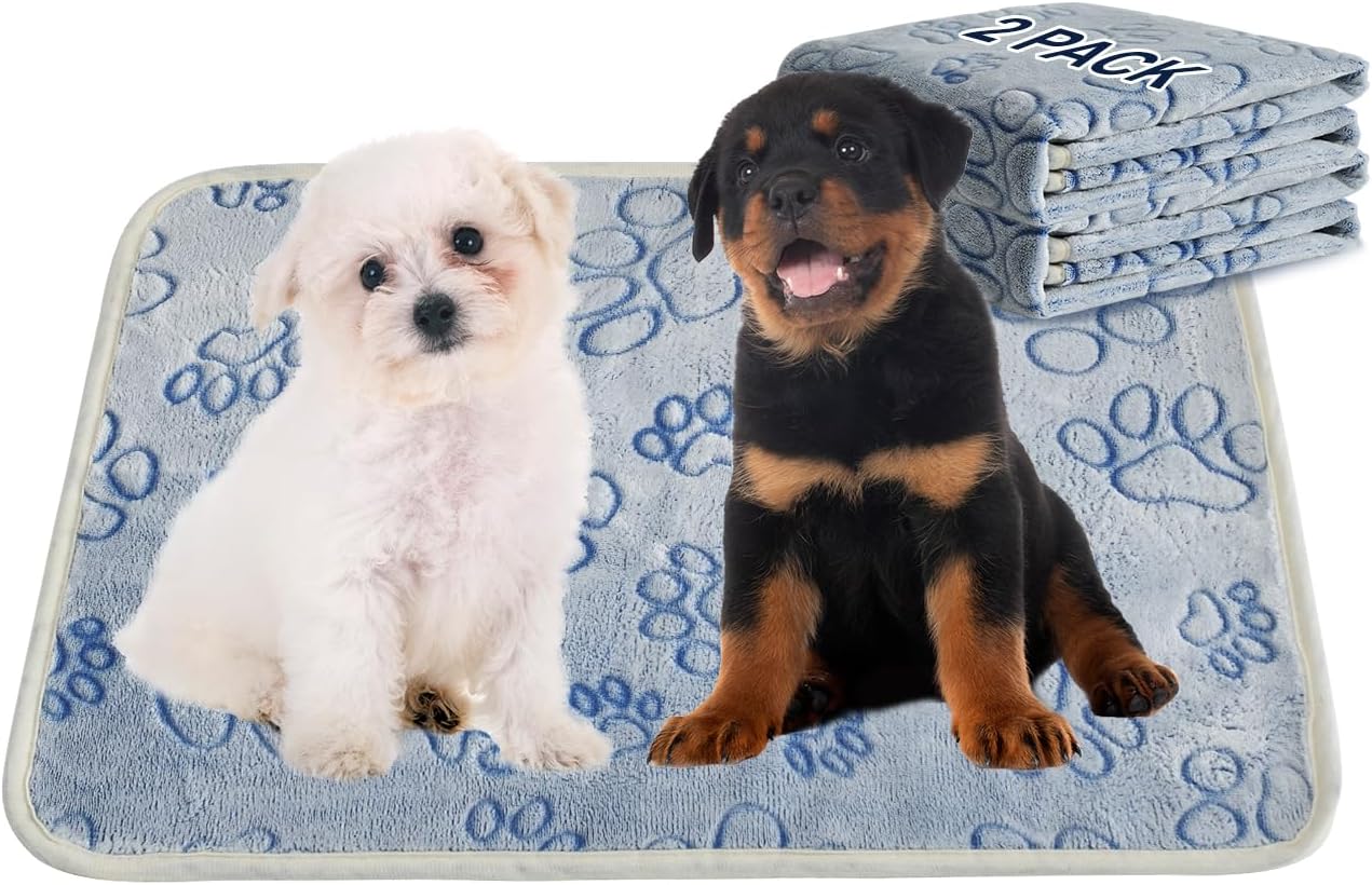 Qeils Reusable Puppy Pads, 2 Pack Washable Pee Pads for Dogs, Waterproof Non Slip Wee Wee pad, Absorbent and Leakproof Training Mats for Potty, Crate, Playpen, Bed, Sofa, 18"x 24"