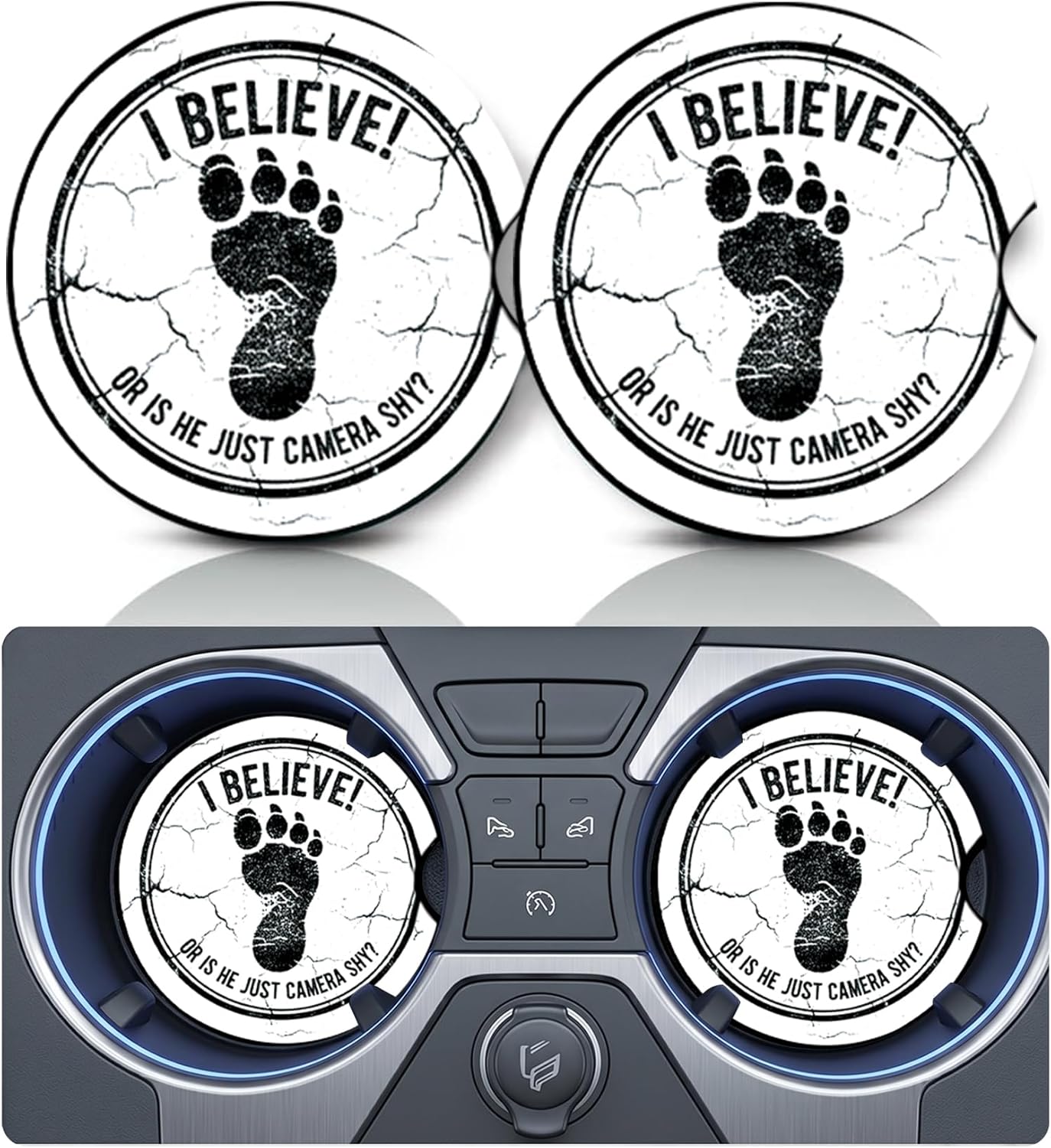 2PCS Dog Paw Print Car Cup Holder Coasters, Cars Coasters for Cup Holders, Anti Slip Rubber Mat with Finger Slot, Dogs Car Accessories Interior Decor, Dog Lover Gifts for Women, Men