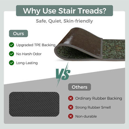 sarben Non Slip Stair Treads for Wooden Steps 15PCS - 8"x30" Indoor Safety Carpet, Edging Mats with TPE Adhesive Backing, Pet and Elderly Friendly Stair Rugs (Taupe) - Colors B