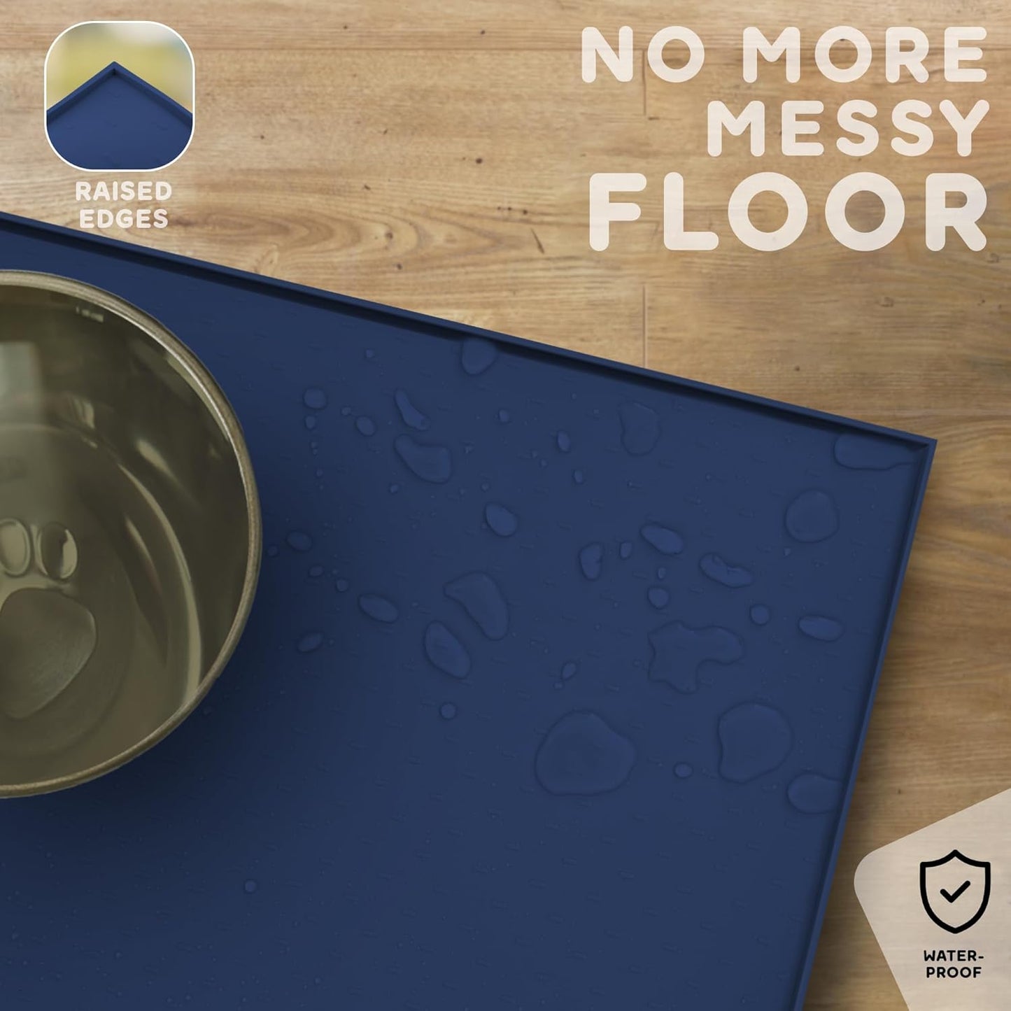Dog Food Mat - Raised Edges Dogs Mat for Food and Water Prevent Spill, Waterproof Cat Food Mats Protect Floors, Easy Clean Dog Bowl Mats for Food and Water, Silicone Pet Feeding Placemats