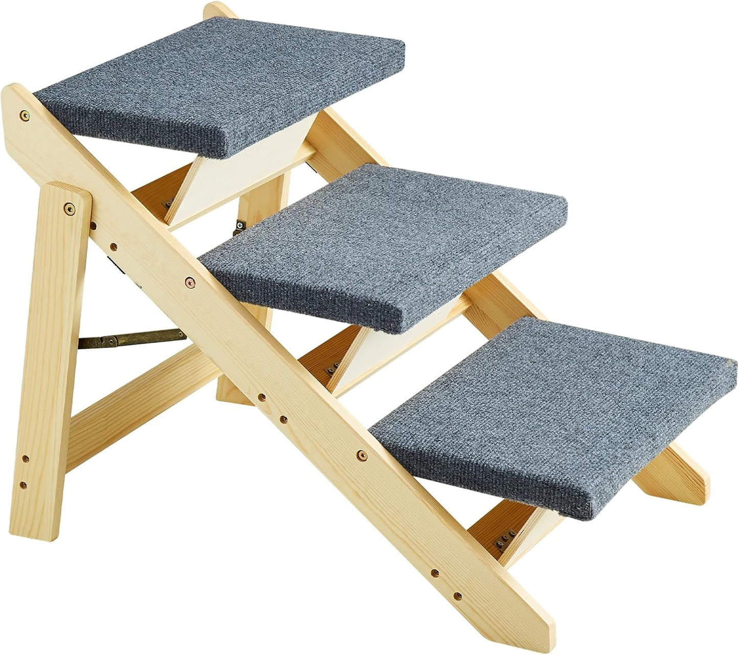 VEVOR Wood Pet Stairs, 2-Step Dog Stairs for Beds, Sofa & Cars, 110lbs Load Capacity, Floded Flat Design, Stable & Sturdy Cat & Dog Step Ladder for Small Medium Large Older Pet Puppy Essentials
