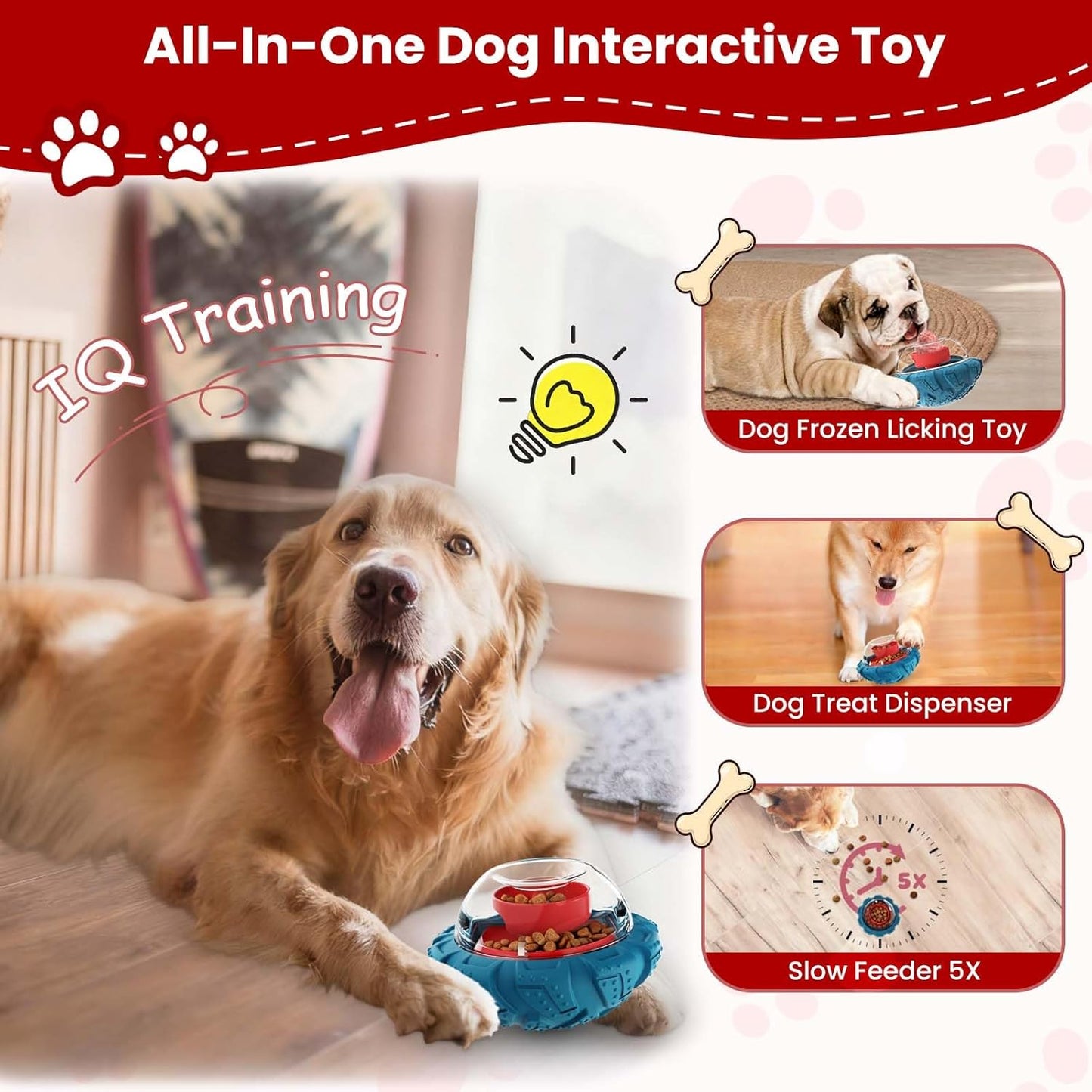 YINEYA Slow Feeder Dog Bowls, Pet Supplies that Slow Down Eating, Pet Food Bowls, Maze Dog Puzzle Feeder for Medium Breed