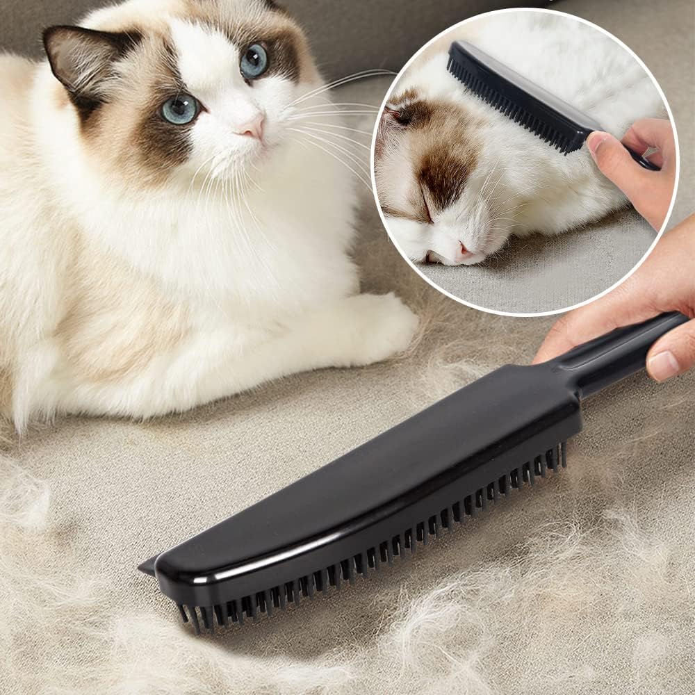 Rubber Broom and Pet Hair Removal Brush Set for Carpet, Fur Remover Broom with Squeegee for Wooden Floor, Detailing Lint Remover Brush for Pet Dog Cat Hair Car Interior