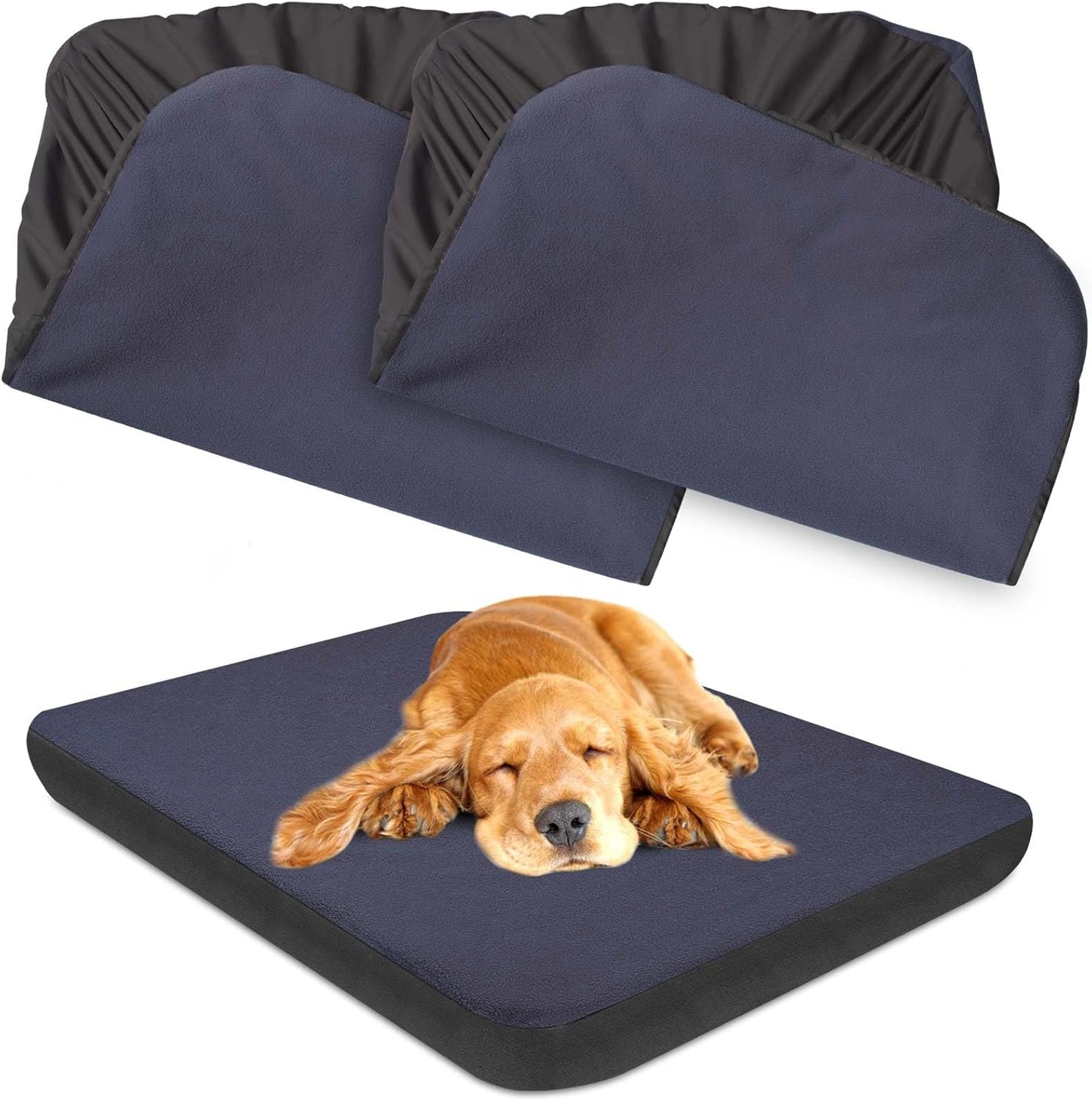 Dog Bed Covers Replacement Washable 100% Waterproof Dog Bed Sheets, Soft & Noiseless Pet Bed Cover, 2 Pack, 30" x 20" Beige
