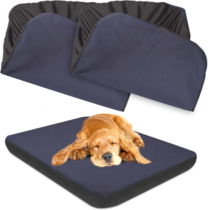 Dog Bed Covers Replacement Washable 100% Waterproof Dog Bed Sheets, Soft & Noiseless Pet Bed Cover, 2 Pack, 30" x 20" Beige