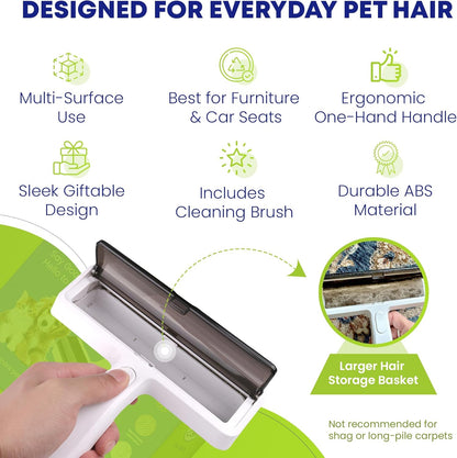 Pet Hair Removal Tool - Reusable Lint Roller for Dog & Cat Hair Remover for Furniture, Couch & Car Seats - No Sticky Tape, No Refills