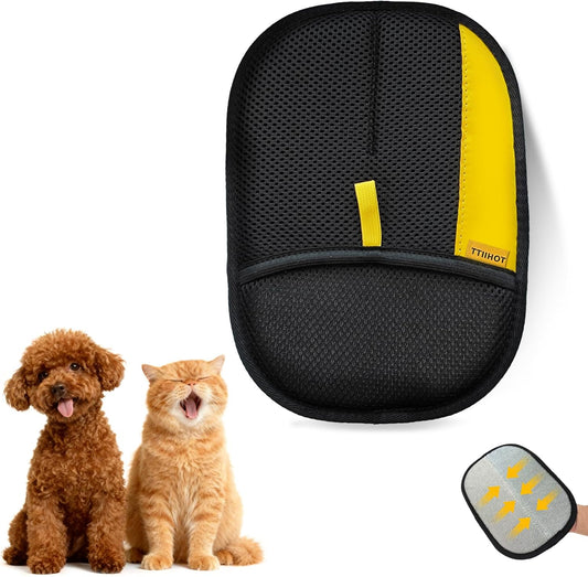 Electrostatic Gloves for Pet Hair Removal: Upgraded 2PCS Animal Fur Removal Tool for Dogs&Cats Efficient Reusable Pet Hair Remover for Couch Carpet Car Seat Clothing Quick Clean (2 pcs-Black)