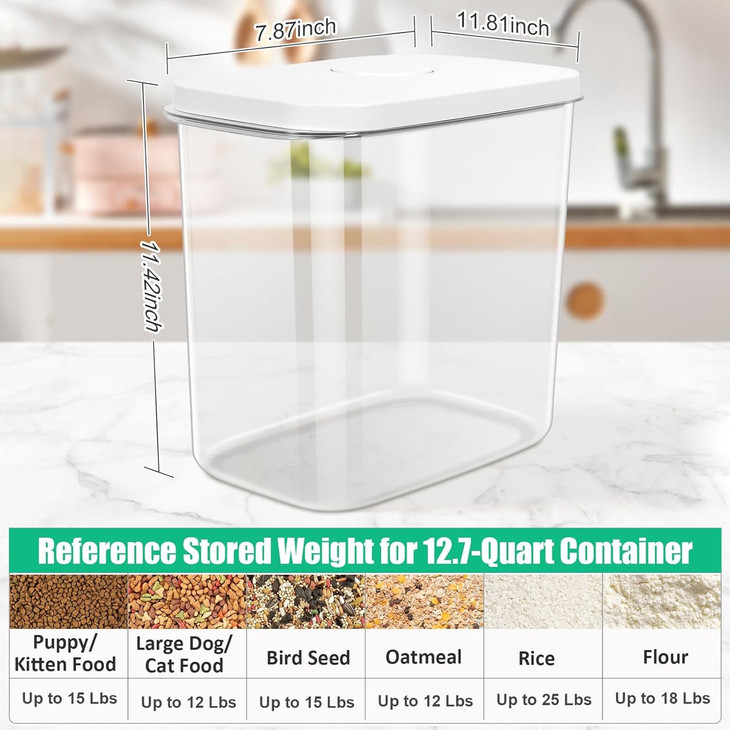 TBMax Dog Cat Food Storage Container 6-8 Lbs with Easy-Carrying Handles, Stackable Pet Food Dog Treat Container with Pop Up Lids, Airtight Food Storage Bin for Kitchen Organization