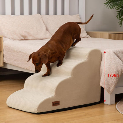 Aodisman 3-Step Dog Ramp and Stairs for Sofa and Chair - Non-Slip Sturdy Pet Steps for Small Dogs and Cats,15.7" H,Grey