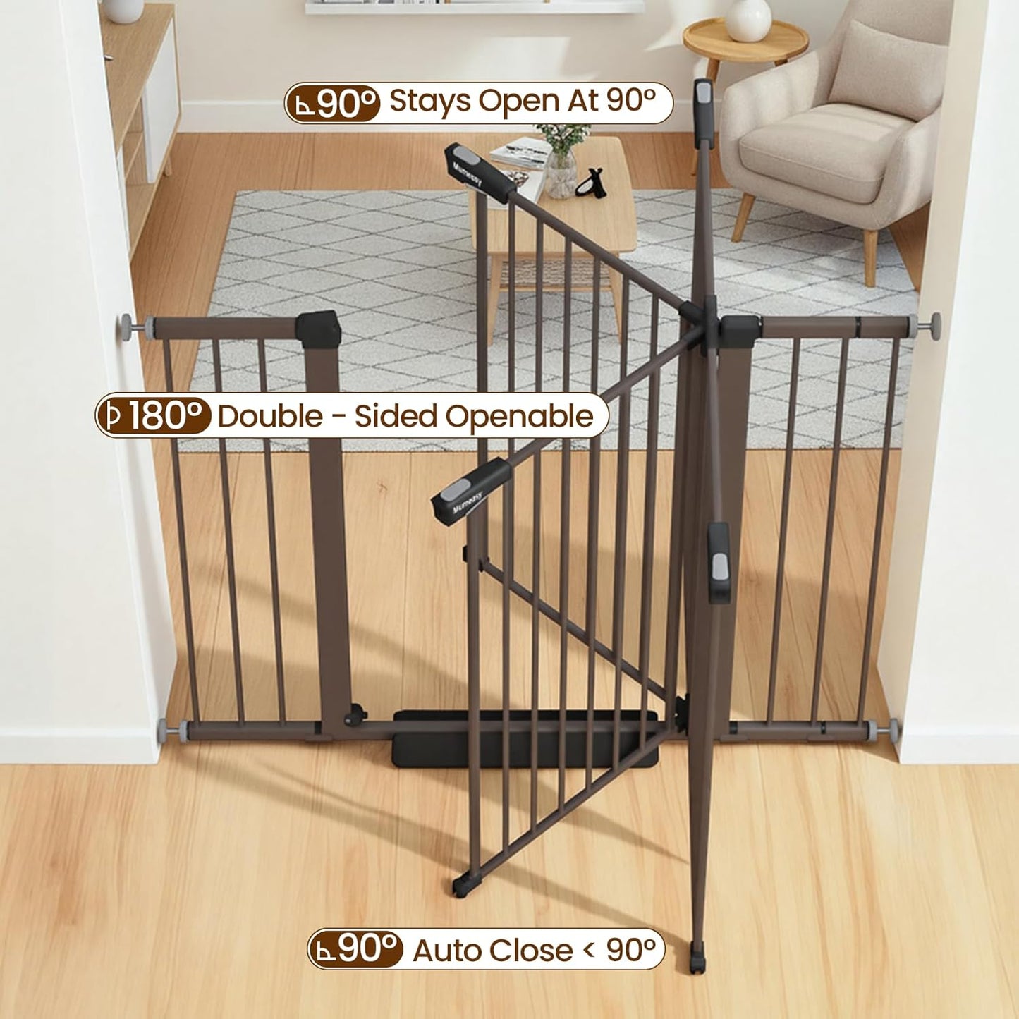 Mumeasy 36" High Extra Tall Dog Gate, 29.6"-40.5" Wide Pressure Mounted Tall Baby Gate for Dog, Auto Close Pet Gate with Door for Stairs,Doorways,House,Black