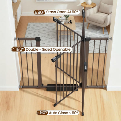 Mumeasy 36" High Extra Tall Dog Gate, 29.6"-40.5" Wide Pressure Mounted Tall Baby Gate for Dog, Auto Close Pet Gate with Door for Stairs,Doorways,House,Black