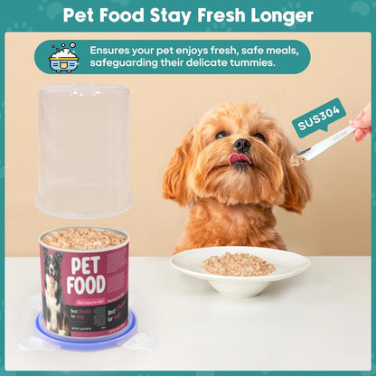 Canned Cat Food Storage Lids,Reusable Airtight Can Cover Pet Food Sealer - Keeps Dog Food Storage Container Food Fresh, Cat Food Container Eliminates Odor, Easy To Use With SUS 304 Spoon,Can Opener