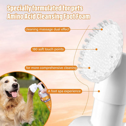 Paw Cleaner for Dogs and Cats,Magic Foam - Clean Paws No-Rinse Foaming Cleanser-Dry Shampoo, Foot Cleaner Brush - with Rose Extract, Odor Control Wash - Good for Puppy