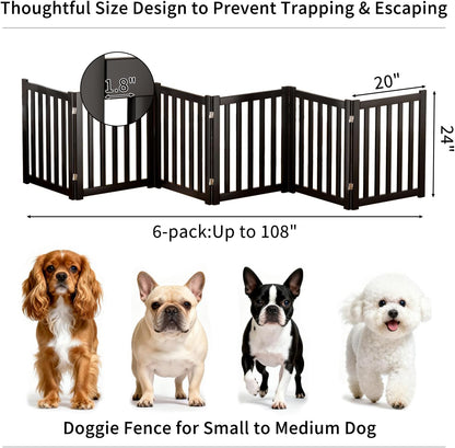 2-Panel Solid Wood Dog Gate - Freestanding Folding Pet Gate for Doorways, Stairs, Indoor, 24" Height, No Installation Needed, Natural Wood