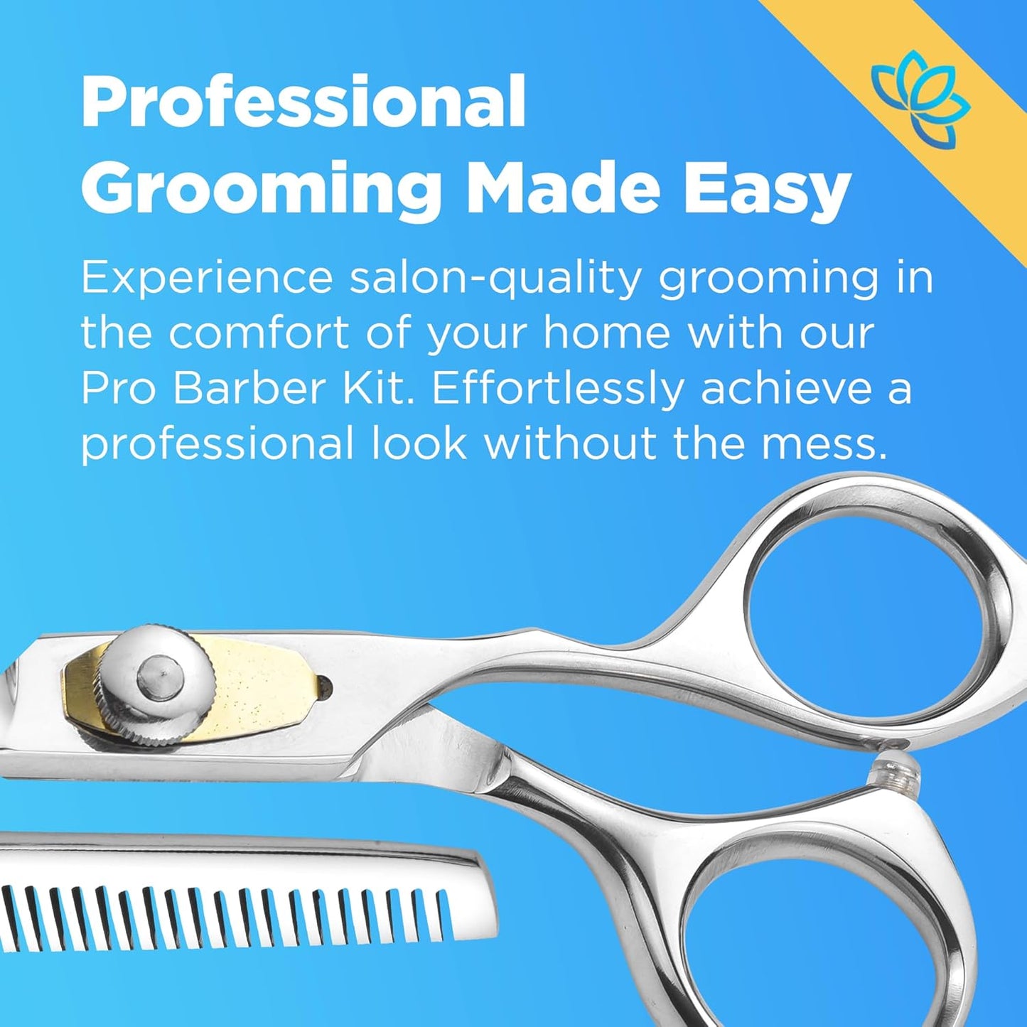 Equinox Dog Grooming Scissors & Deshedder - 7 in 1 Pet Grooming Scissors Set with undercoat brush - Curved Dog Scissors with safety tips - Includes Thinning & Rounded Shears - For dogs & cats