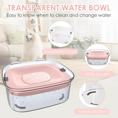 AONKEY 3L Dog Water Bowl No Spill, 101oz Large Spill Proof Dog Bowl Reduce Refill, Anti Splash No Mess Dispenser Dripless Slow Drinking Water Bowl for Sloppy Messy Drinkers (Gray)