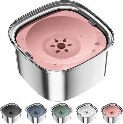 UPSKY 3L Dog Water Bowl 101oz Stainless Steel No Spill Large Capacity Dog Food Water Bowl Slow Water Feeder, Spill Proof Pet Water Dispenser Vehicle Carried Travel Water Bowl