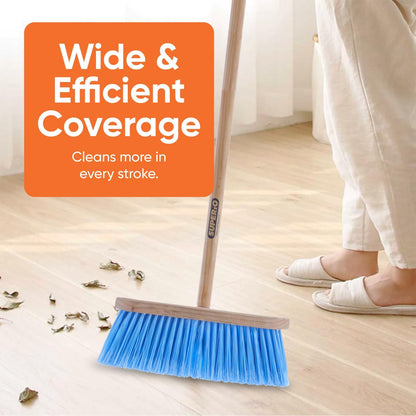 Superio Kitchen and Home Horsehair Broom With Wood Handle, Fine Premium Bristles - Heavy Duty Household Broom Easy Swiping Dust And Wisp Floors And Corners , 12" sweeping head