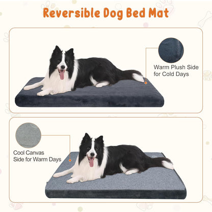 EMPSIGN Stylish Dog Bed Mat Dog Crate Pad Mattress Reversible (Cool & Warm), Water Proof Linings, Removable Machine Washable Cover, Firm Support Pet Crate Bed for Small to XX-Large Dogs, Grey