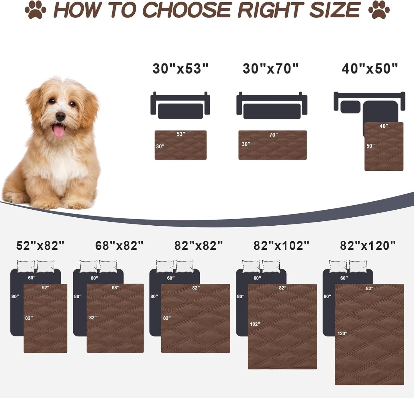 Smiry Waterproof Dog Bed Cover Blanket 30x70, Soft Reversible Pet Blanket, Washable Leakproof Cats Dogs Couch Cover for Sofa, Couch, Furniture, Grey/Dark Grey