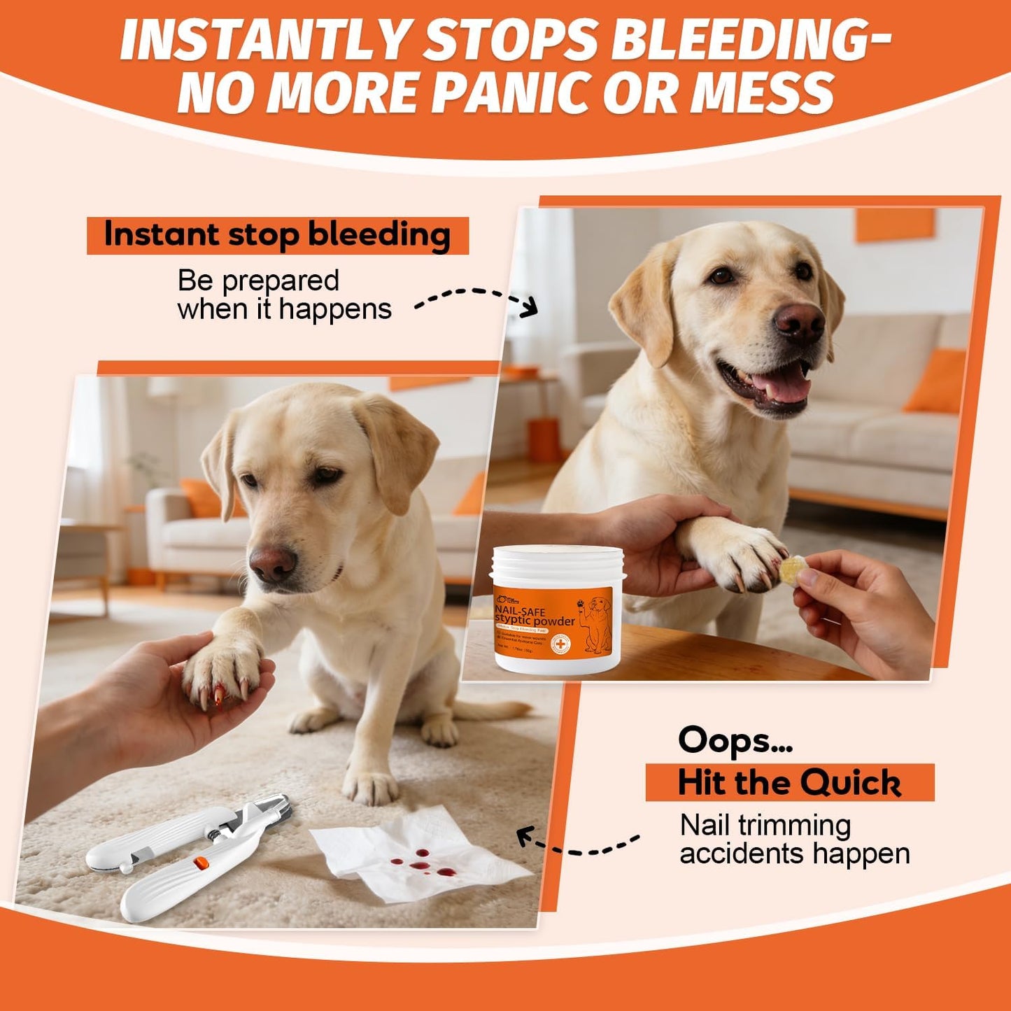 PAW PLANET Styptic Powder for Dogs & Cats -1.76oz Fast Acting Blood Stop Powder for Nail Clipping, Minor Cuts & Wing Clipping,Essential First Aid for Dark Nails (2-Pack)