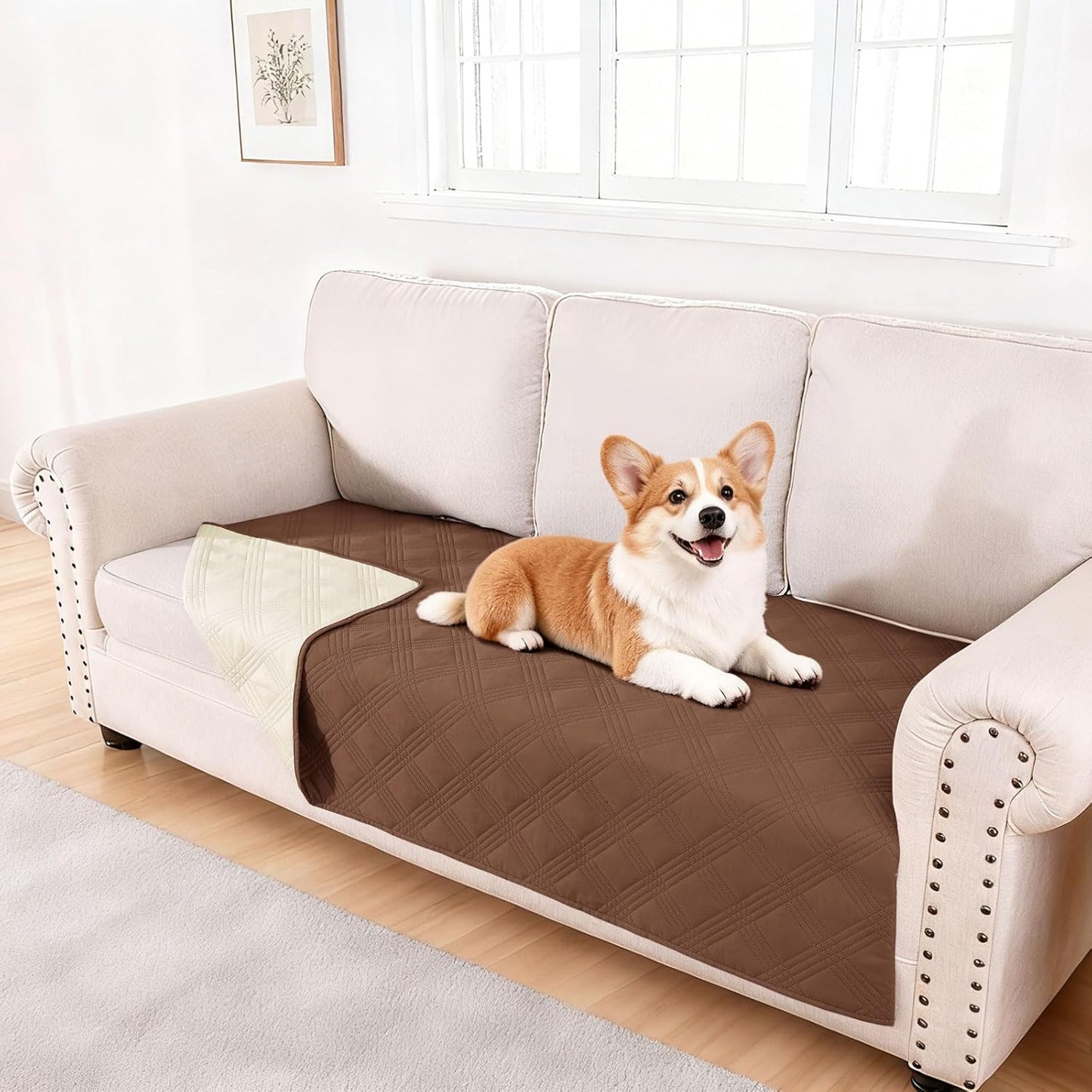 hyha Waterproof Dog Bed Blanket, Soft Pet Blankets, Waterproof Couch Cover for Dogs, Reversible Sofa Covers Washable for Furniture (30x70 Inch, Grey/Dark Grey)