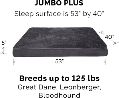 Furhaven Replacement Dog Bed Cover Ultra Plush Faux Fur & Suede Mattress, Machine Washable - Gray, Large