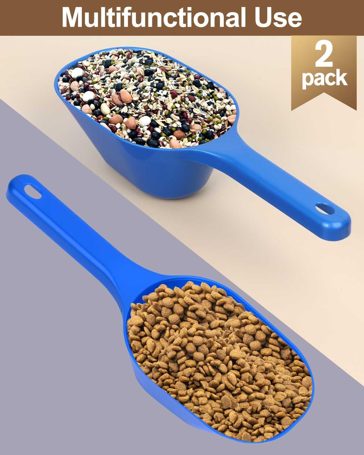 2 PACK Dog Food Scoop,1 Cup Capacity Pet Food Scoop With Measuring Lines For Dog, Puppy and Cat (Black)