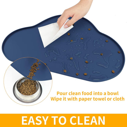 Ptlom Silicone Pet Placemat for Dogs and Cats, Non-Slip Waterproof Dog Feeding Bowl Mats for Food and Water, Small Medium Large Pet Puppy Tray Mat Prevent Residues from Spilling onto The Floor, Beige