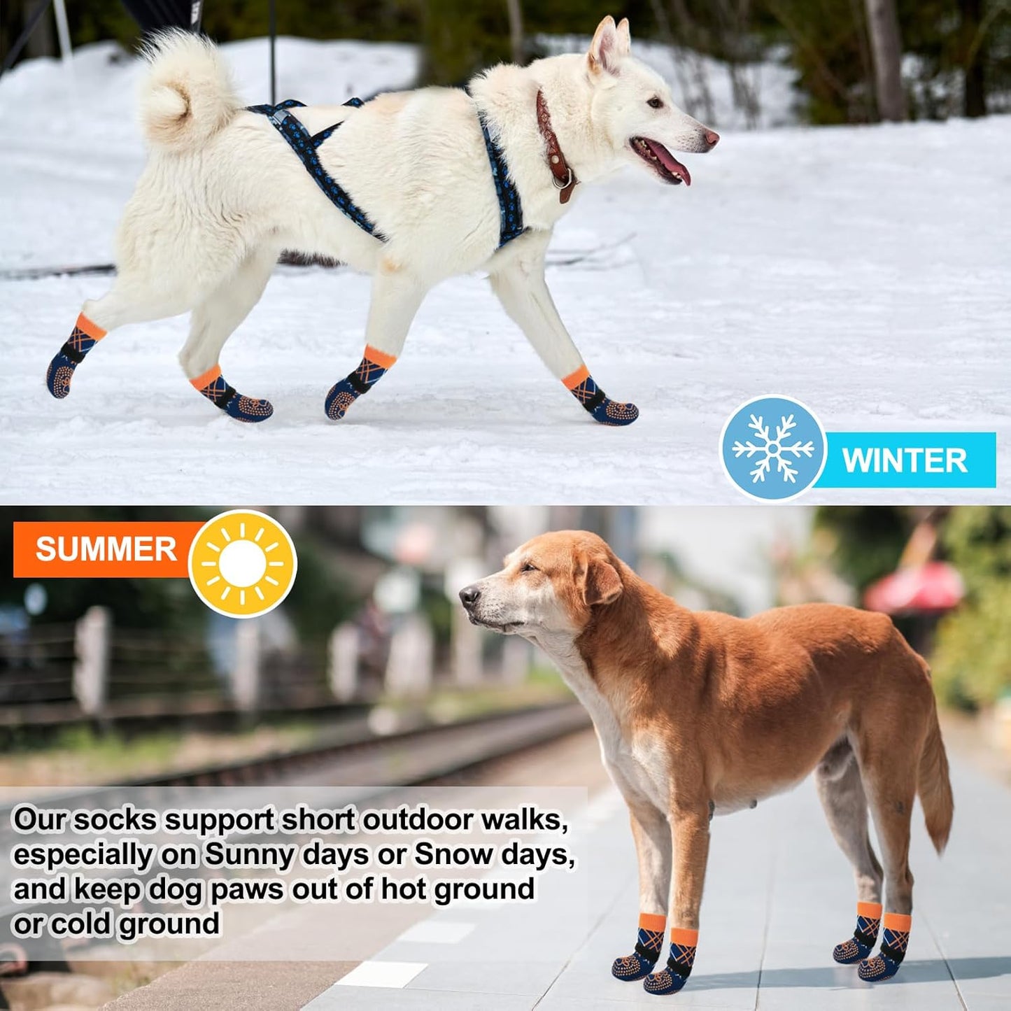 BEAUTYZOO 6PCS Dog Socks to Prevent Licking Paws, Anti Slip Dog Shoes for Hot Pavement Hardwood Floors, Traction Control Toe Grips Boots & Paw Protectors for Small Medium Large Senior Dogs, Grey S