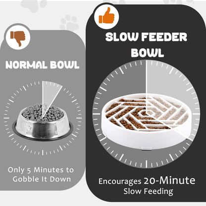 WHIPPY Slow Feeder Dog Bowl, Puzzle Maze Design to Slow Down Eating, 3-Cup Capacity, Anti-Gulping Food Bowl for Medium & Large Dogs,Black