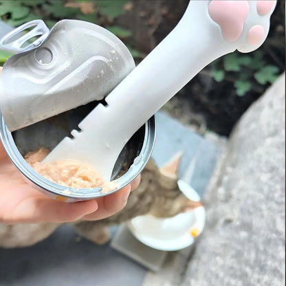 Cat Spoons for Wet Food Pet Can Lid Cover, Silicone Multi-Function Cute Paw Shape Opener Spatula Cat Food Spoon Cat Food Can Lid (Mixing colors)