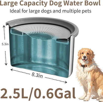 6.5L Dog Water Bowl No Spill 1.6 Gallon Stainless Steel Water Bowl for Dogs 220oz Large Capacity No Splash Slow Drinking Feeder with Anti-Slip Mat for Messy Drinkers 6.5L+2 Filters