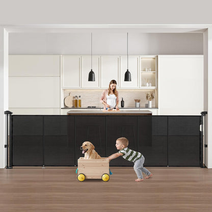 VEVOR Retractable Baby Gate, 34 inch Tall, Extends up to 110 inch Wide, Retractable Gate for Kids or Pets, Mesh Material, Easy to Install for Indoor Stairs, Doorways, Hallways, Playrooms, Gray