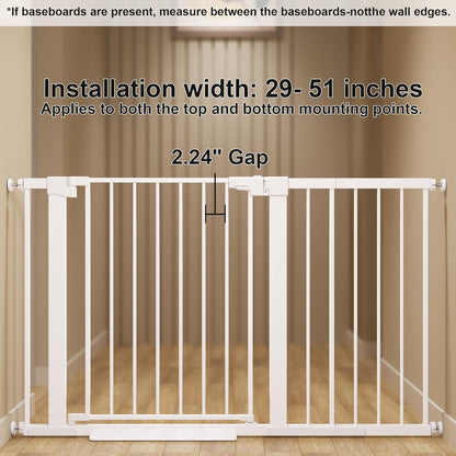 29-42 inches Metal Baby Gate for Stairs/Doorways, 30 inches Tall Pressure Mounted Pet Gates, Auto-Close Child Safety Gate, No Drilling Easy Walk-Through Dog Gate Indoor, Black