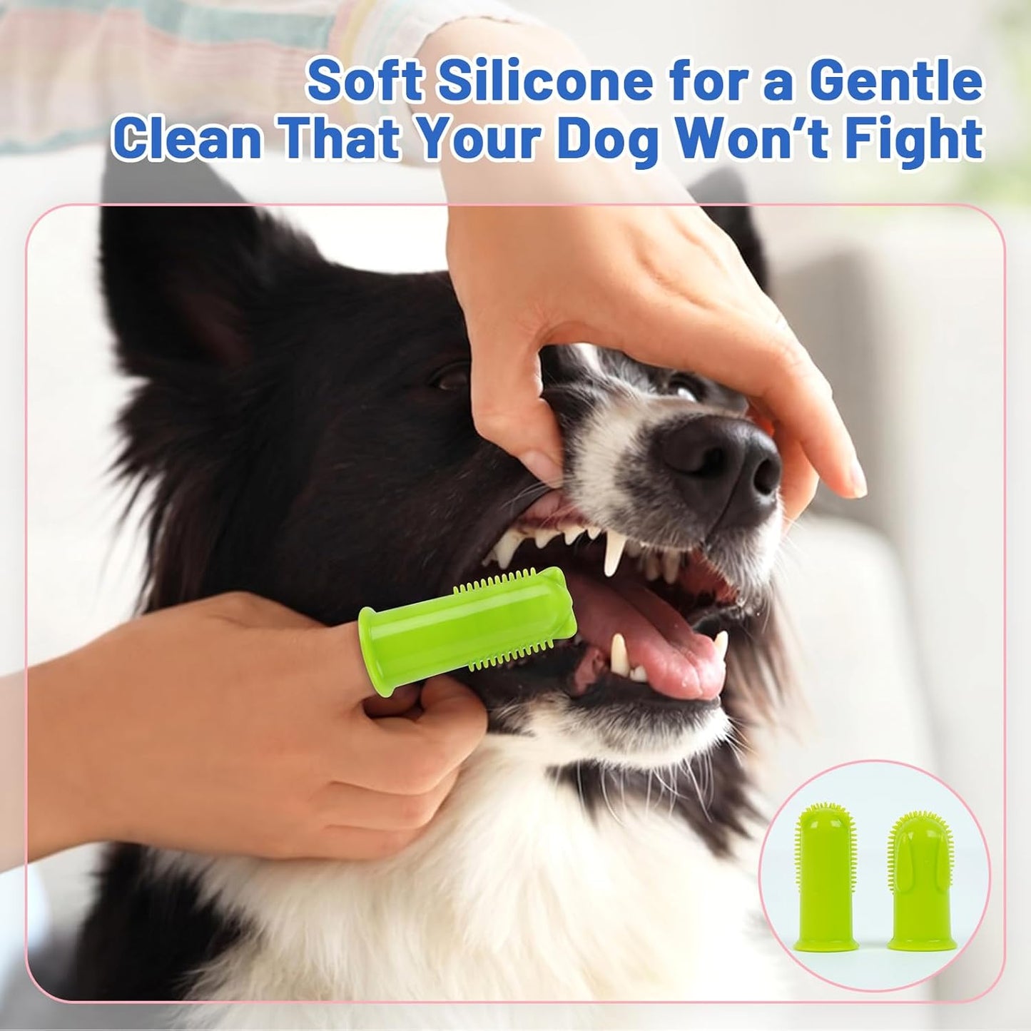2-Pack Dog Finger Toothbrush, 180° Finger Toothbrush for Dogs Silicone, Dog Toothbrush for Teeth Cleaning & Dental Care, Dog Tooth Brushing Kit for Medium & Large Pets