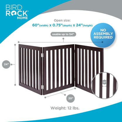 INTERNET'S BEST Dog Gate Indoor Freestanding Pet Barrier, Folding Wood Dog Fence, Extra Wide Doorway Puppy Gate, Indoor Animal Privacy Panel, Wooden Cat Fence - 4 Panel - 36", Espresso
