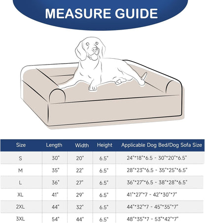 Sunsleek Dog Bed Covers Replacement Washable, Waterproof Dog Sofa Cover Ultra Soft Plush, Quilted, Pet Bed Cover for Cat, Cover Only (Grey, 35.0" L x 23.0" W x 6.5" Th)