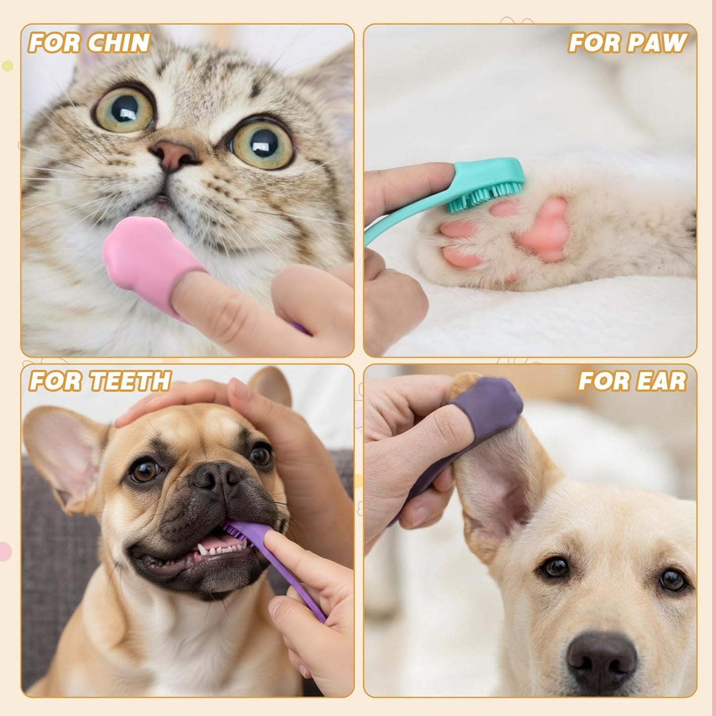 Lineshading 24 Count Silicone Finger Toothbrush for Dogs Cats Soft Bristles Pet Tooth Brushing Kit Gentle Dental Care Kits Teeth Cleaning Supplies Bulk for Large and Small Dogs Cats Puppy