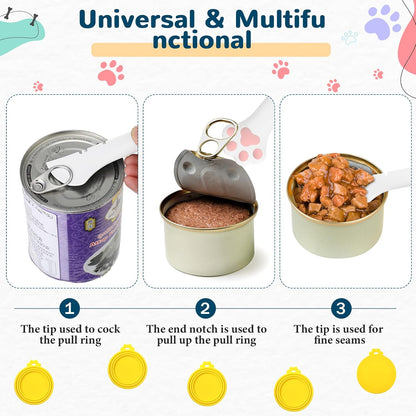 Uiifan 8 Pcs Cat Food Can Covers Lids Set, Silicone Pet Food Can Lids with Multi-Function Cat Foods Spoon and Opener, Silicone Wet Foods Spoon for Cats and Dogs(Pink)