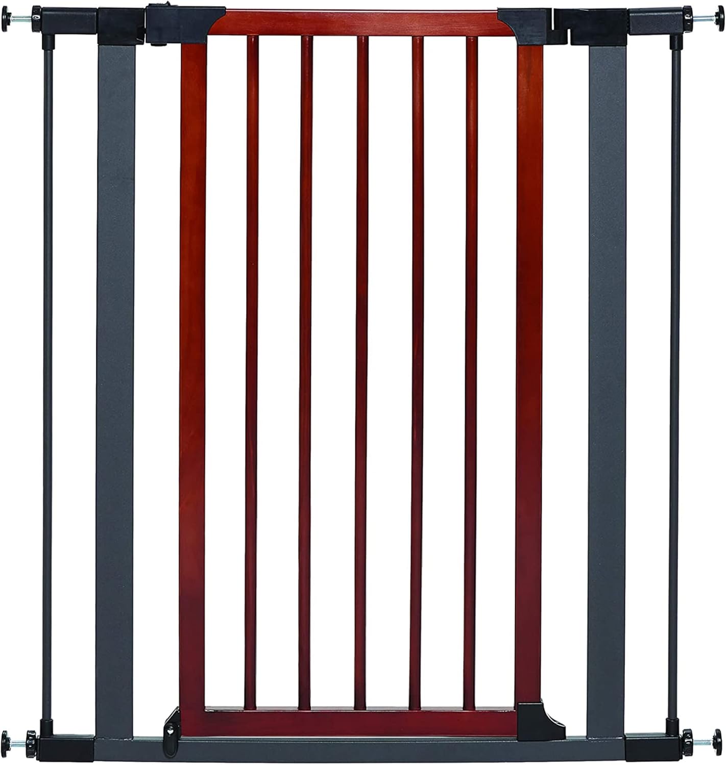 MidWest Homes for Pets 39-Inch High Walk-Thru Pressure Mounted Steel Dog Gate, Expands to 38 Inches Wide, Includes 3-inch Extensions, Textured Graphite