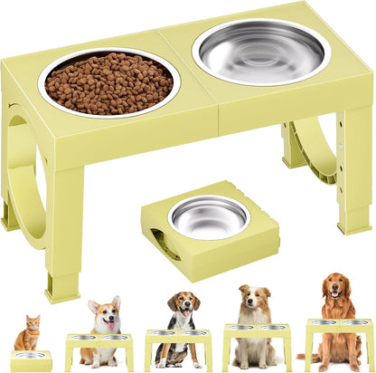 XIAZ Elevated Dog Bowls Large Breed Raised Dogs Bowl Stand Large/Medium Sized Dog Slow Feeder Dogs Bowls Food Water Stands 5 Heights Adjustable 9/11/12/14in Pet Feeder Dish Station
