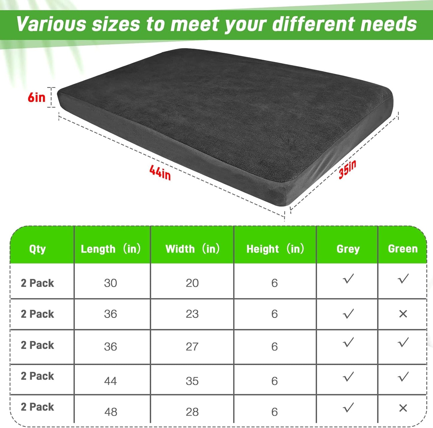Dog Bed Covers Replacement Washable 100% Waterproof Soft Dog Bed Sheet Grey 2 Pack 42" x 28" L