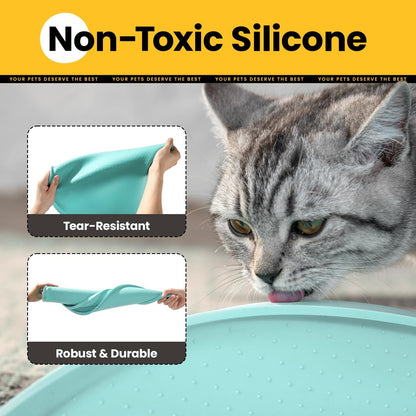 Conlun Dog Food Mat,1/2 Inch Raised Edges Cat Feeding Mat,BPA-Free Silicone Pet Mats for Floor Waterproof,Rubber Placemats for Food and Water Bowls(Natural Tan,18.9"x11.8")