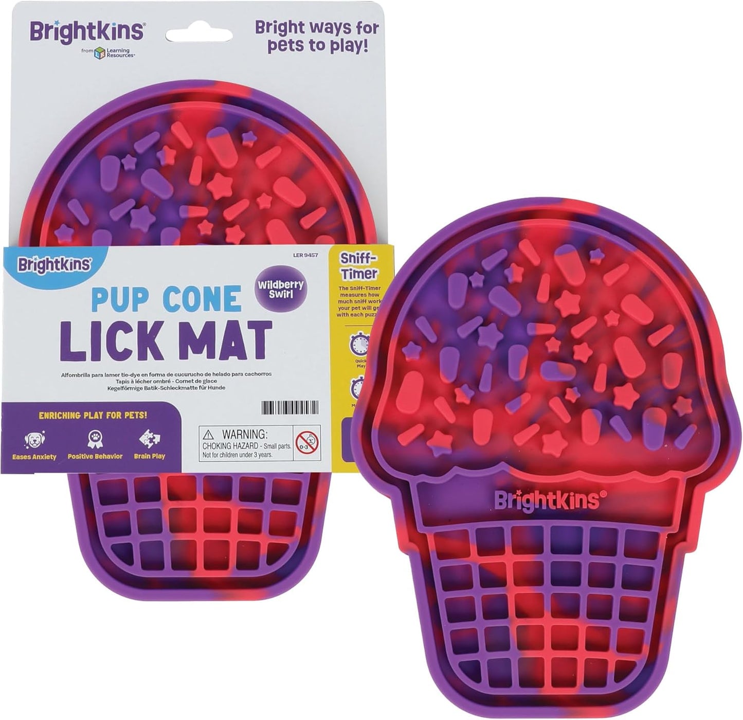 Brightkins Tie Dye Pup Cone Lick Mat - Mental Stimulation for Dogs, Sniff Mat for Dogs and Cats, Enrichment Dog Food Mat, Puppy Training Tools, Cat Feeder Toy, Dog Toys Boredom, Slow Pet Feeder
